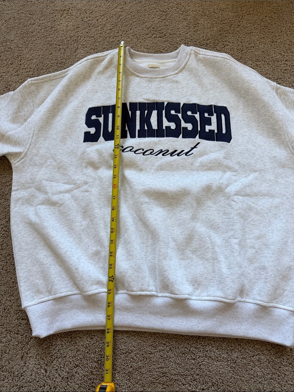 SUNKISSED Coconut Cursive Crewneck Sweatshirt Light Gray - Picture 7 of 9